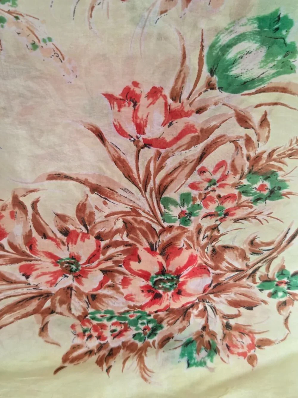 Vintage Floral Silk Scarf Hand Rolled Edges Cottage Garden Flower 30